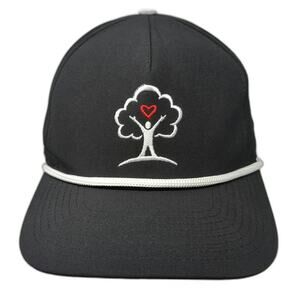 Pins & Aces 5 Panel Black Hat One Size Freedom Youth Heart Tree Rope Snapback